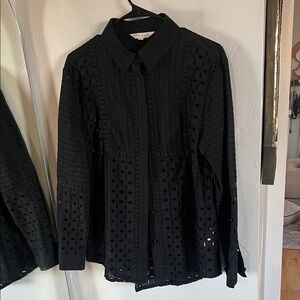 Adiva 100% cotton  Black Eyelet Blouse